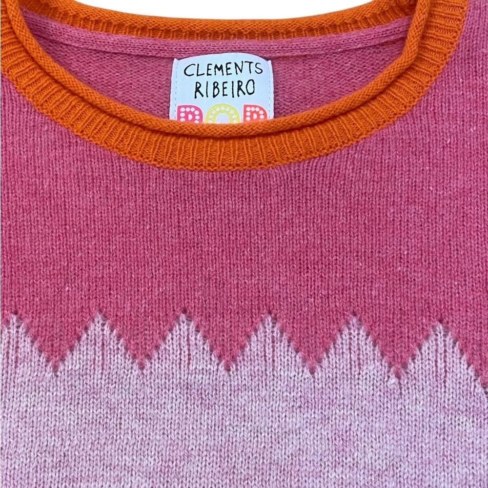 Clements Ribeiro Pink Crew Neck Sweater with Zigzag Pattern - Picture 4 of 7